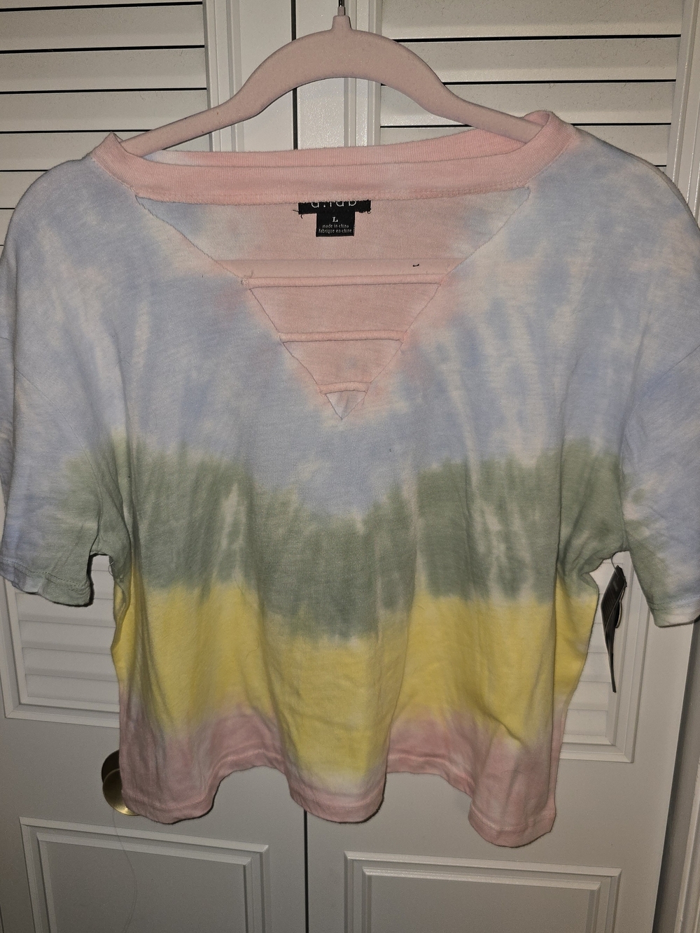 Pastel Tie-Dye Crop Top with Ladder Cutout - Multi Pastel